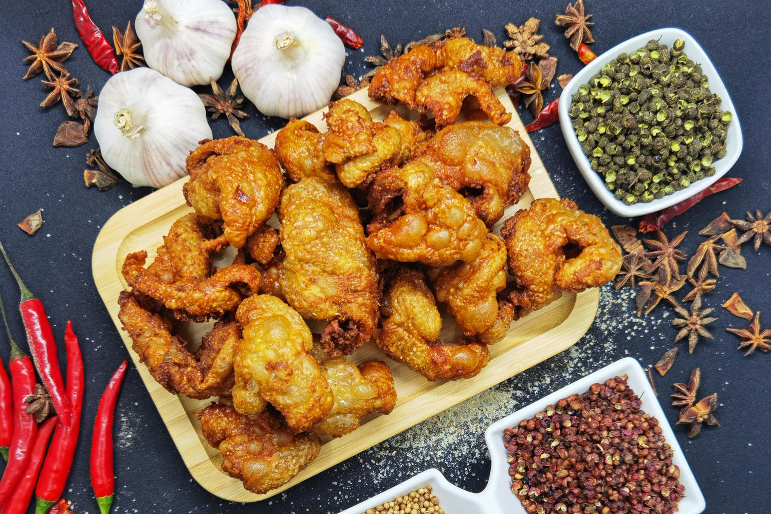 fried chicken skin with spices