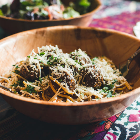 Baked Pork Meatballs with a Cheesy Crumb Top 