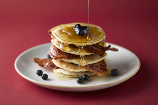 American Style Pancakes with Bacon and Blueberry's  