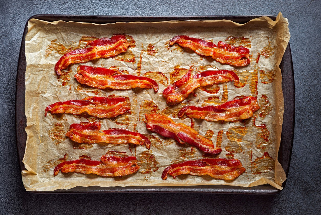 close up photo of crispy oven cooked streaky bacon
