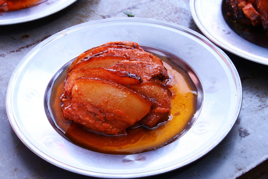 Sticky Pork Belly Slices with Orange & Maple Syrup