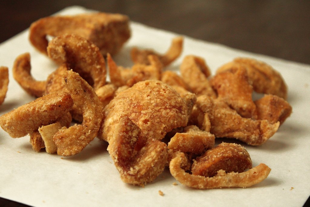 up close pork scratchings 