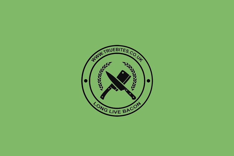 true bites logo with the words 'long live bacon' around the edge