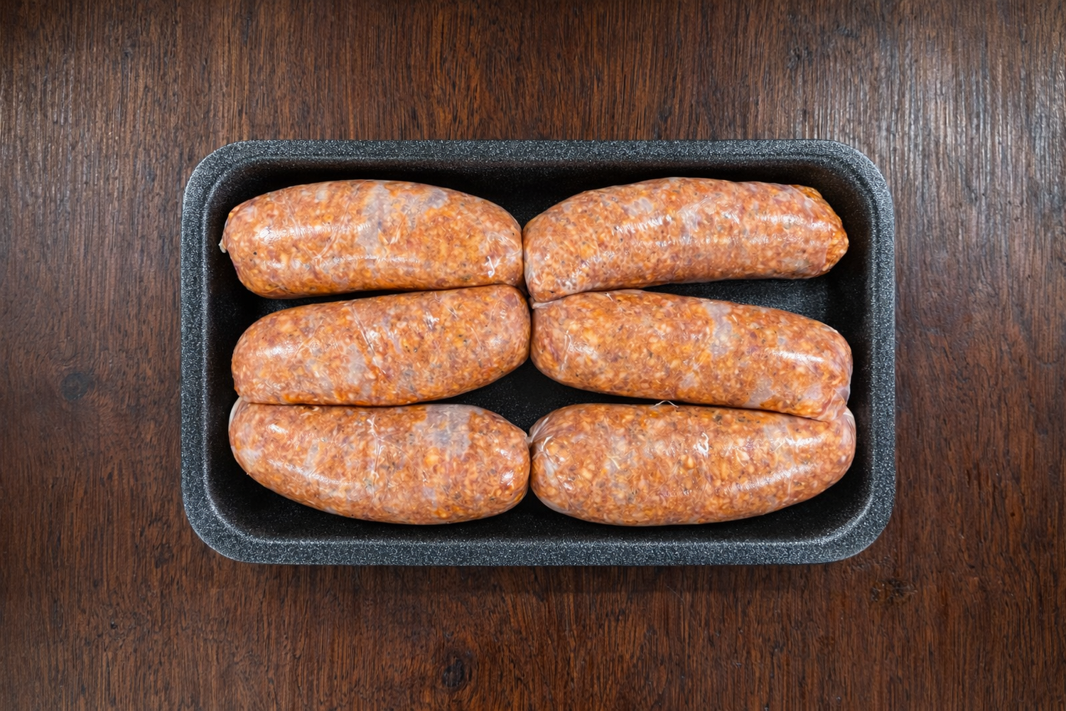 lamb merguez sausages on tray