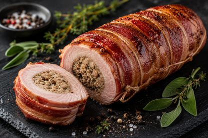 Stuffed & Bacon Wrapped Pork Fillet