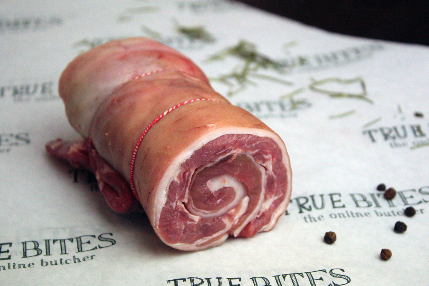 rolled lamb breast on true bites greaseproof paper