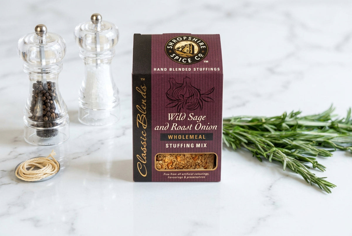 wild sage and roast onion wholemeal stuffing on a counter top